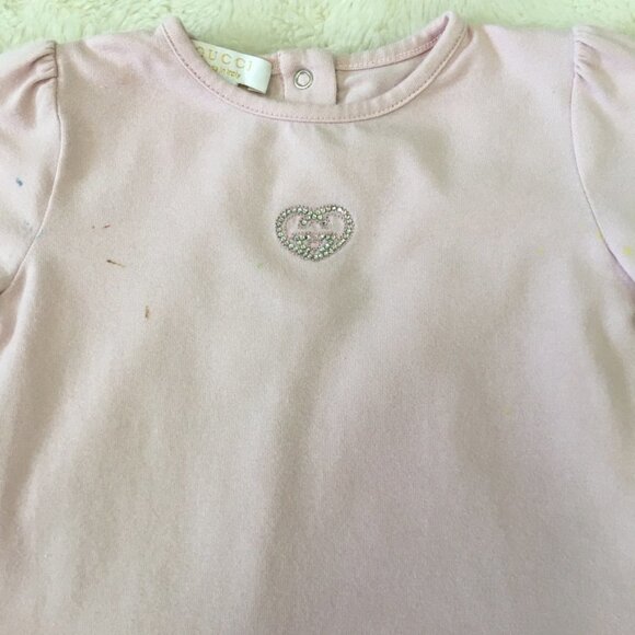 Gucci Baby Girl Light Pink Long Sleeve Guccisima Ruffle Dress Size 9-12 Months - Picture 3 of 14